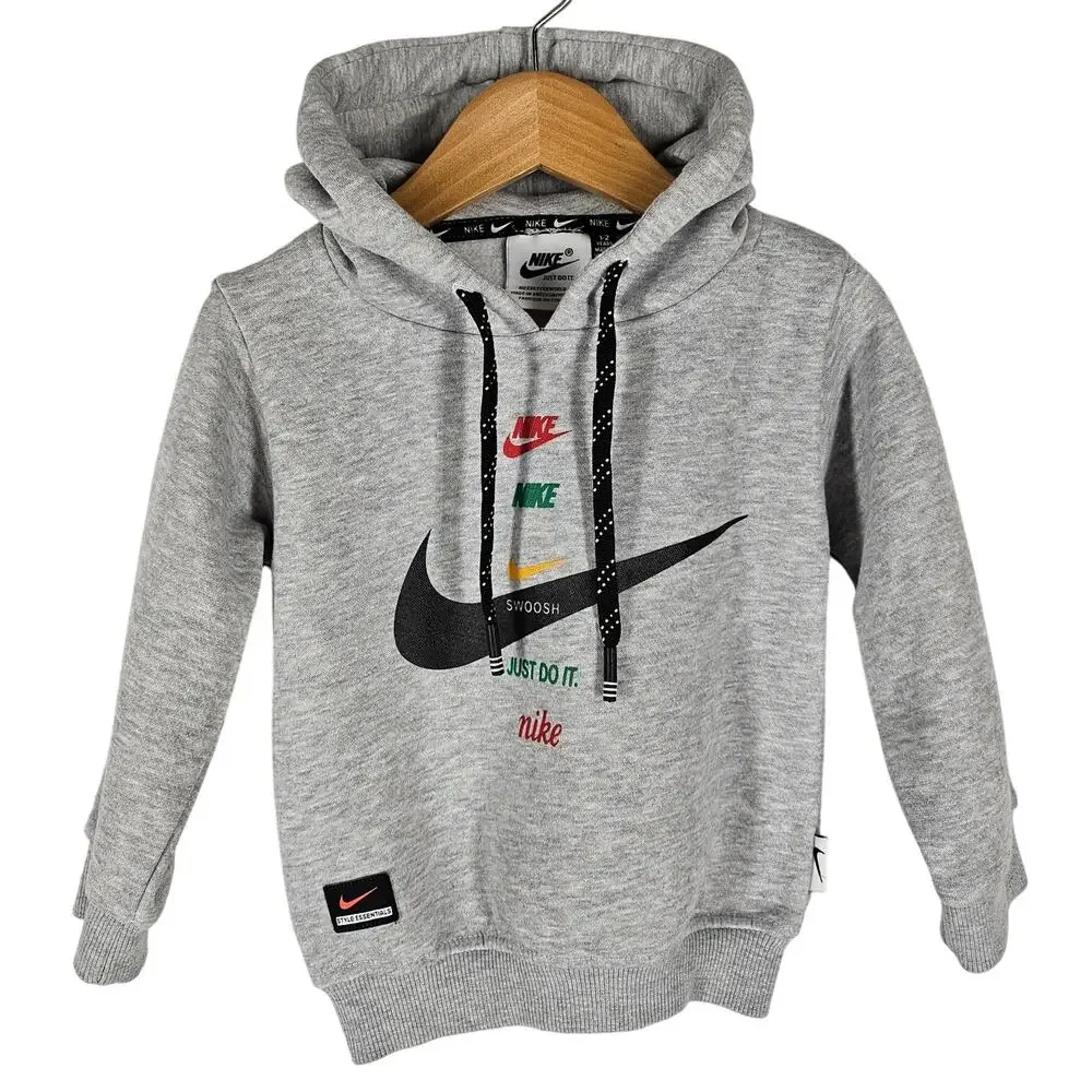 NIKE TODDLER BOY'S STYLE ESSENTIALS SWOOSH JUST DO IT GRAY HOODIE SIZE 1-2 YEARS